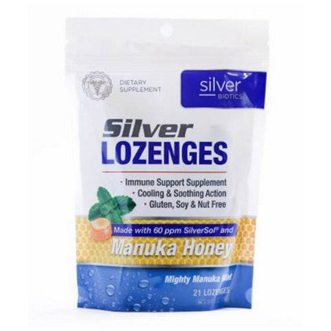 Silver Biotics (American Biotech Labs), Silver Lozenges with Honey, Mighty Manuka Mint 21 Count Silver Biotics (American Biotech Labs)